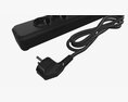 Power Strip EU With USB Ports Black 3D 모델 