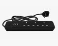 Power Strip UK With USB Ports Black 3D-Modell