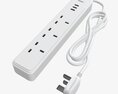 Power Strip UK With USB Ports White 3D-Modell