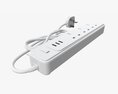 Power Strip UK With USB Ports White 3D 모델 