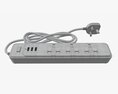 Power Strip UK With USB Ports White 3D-Modell