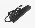 Power Strip USA With USB Ports Black Modelo 3D