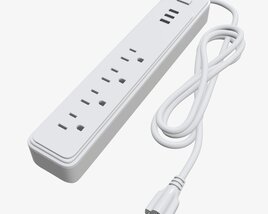 Power Strip USA With USB Ports White 3D model