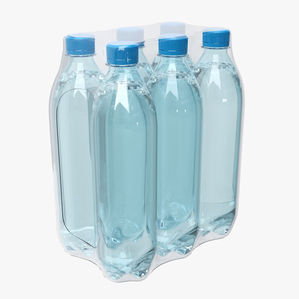Six Wrapped Water Bottle Pack 3D модель