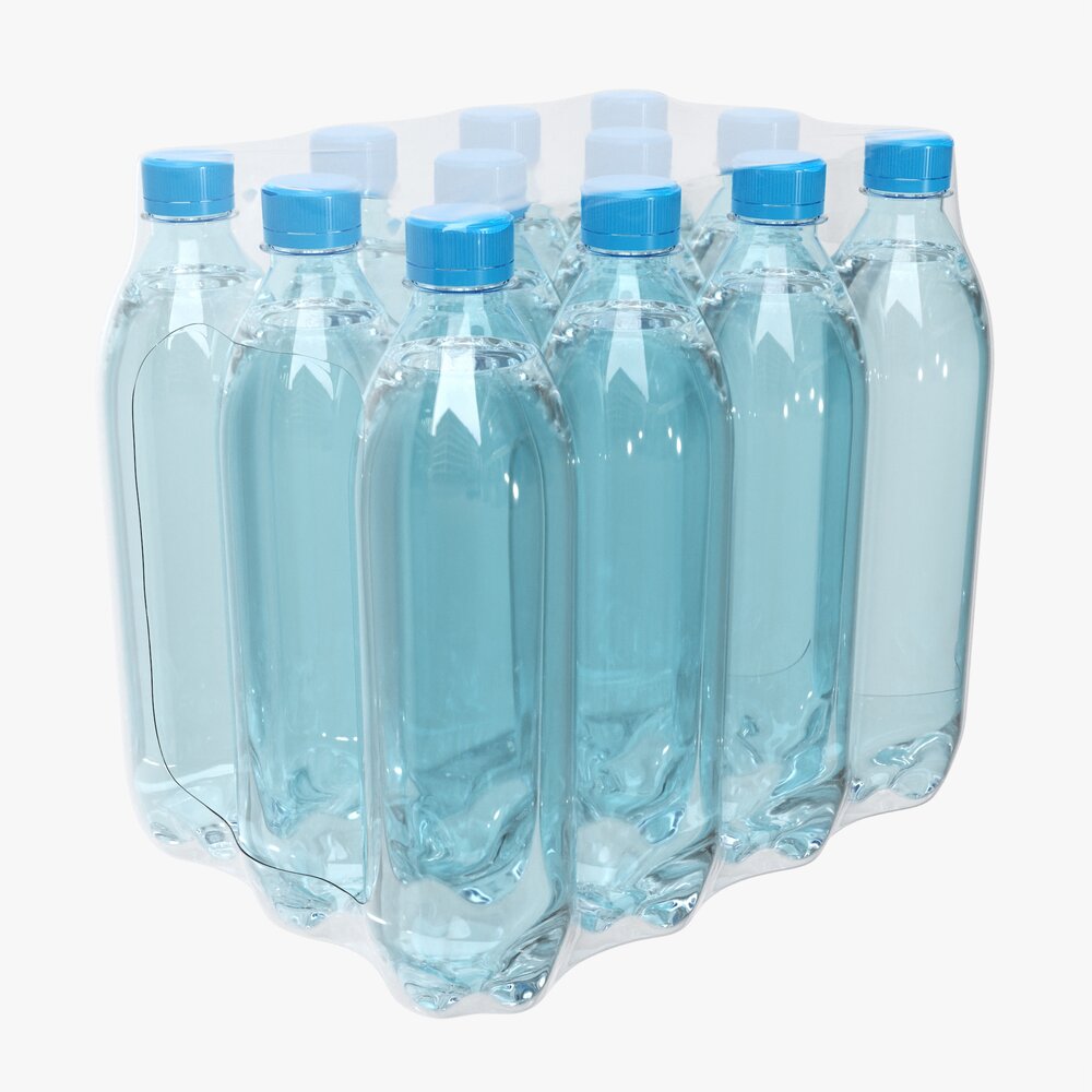 Twelve Wrapped Water Bottle Pack 3D model
