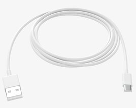 USB-C To USB Cable White 3D model