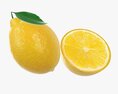 Fresh Lemon With Slice And Leaf Modèle 3d