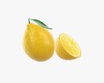 Fresh Lemon With Slice And Leaf 3D-Modell