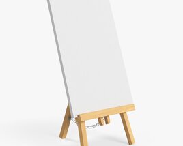 Wooden Easel With Painting 01 3D 모델 