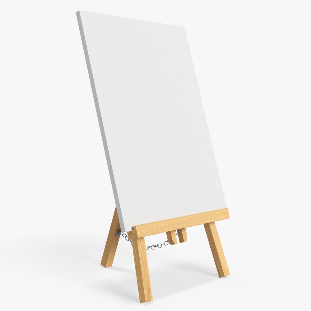 Wooden Easel With Painting 01 Modèle 3d