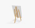 Wooden Easel With Painting 01 3d model