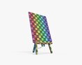 Wooden Easel With Painting 01 3D 모델 