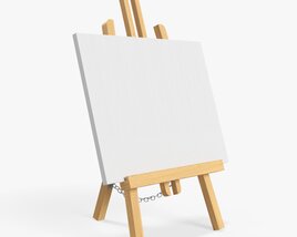 Wooden Easel With Painting 02 3D model