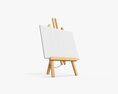 Wooden Easel With Painting 02 3D模型