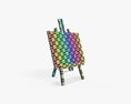 Wooden Easel With Painting 02 Modello 3D
