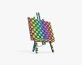 Wooden Easel With Painting 02 3d model