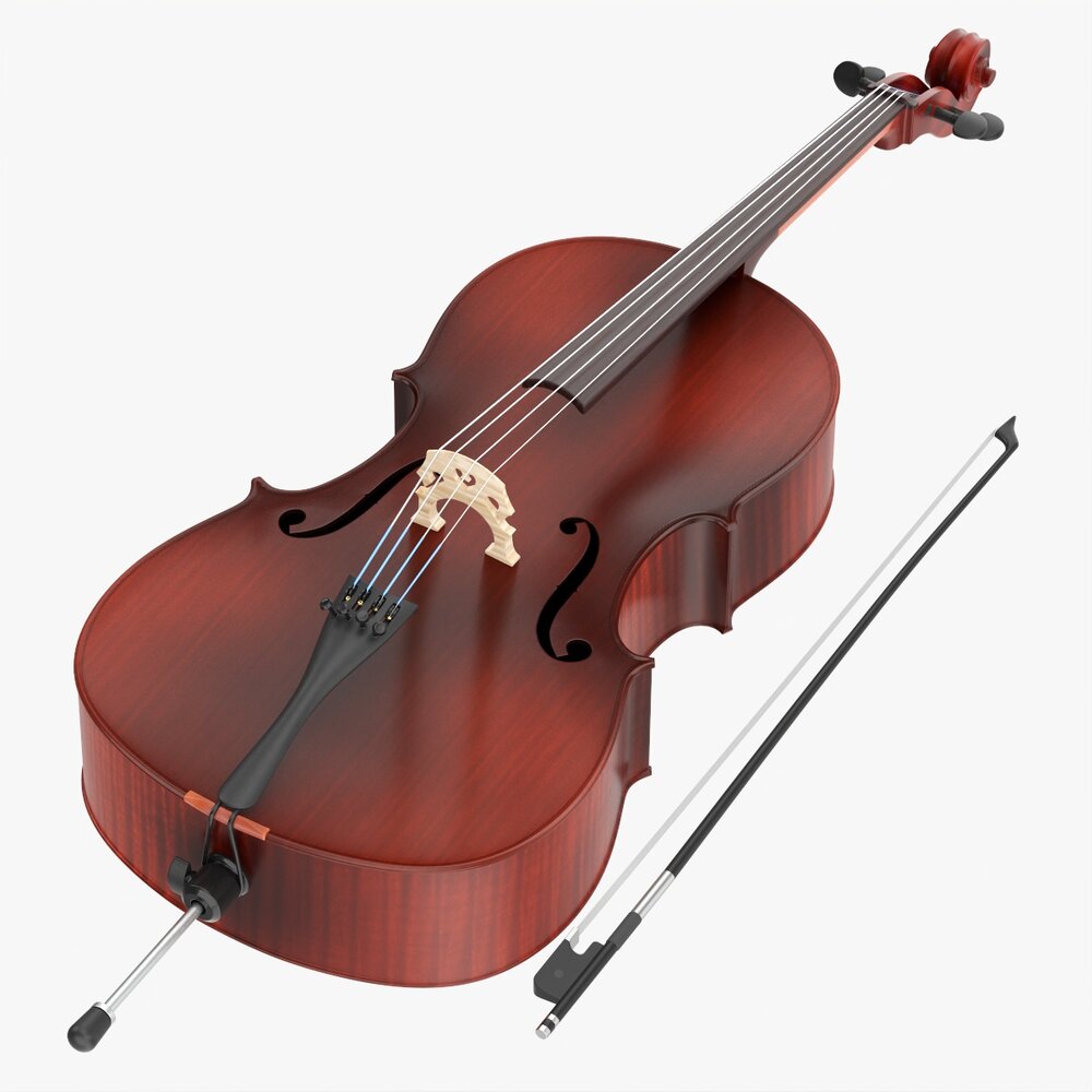 Acoustic Cello Red 3D model