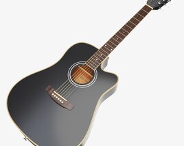 Acoustic Dreadnought Guitar 02 Black 3D-Modell