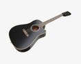 Acoustic Dreadnought Guitar 02 Black 3D模型