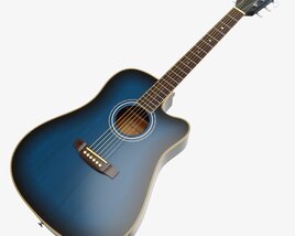 Acoustic Dreadnought Guitar 02 Black Blue 3D 모델 
