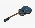 Acoustic Dreadnought Guitar 02 Black Blue Modelo 3D