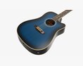 Acoustic Dreadnought Guitar 02 Black Blue Modelo 3D