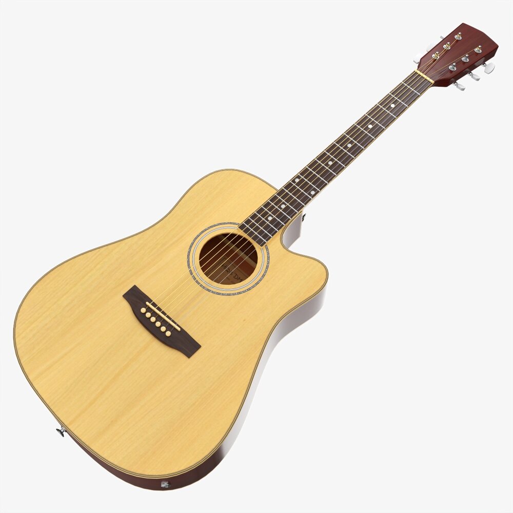 Acoustic Dreadnought Guitar 02 3Dモデル