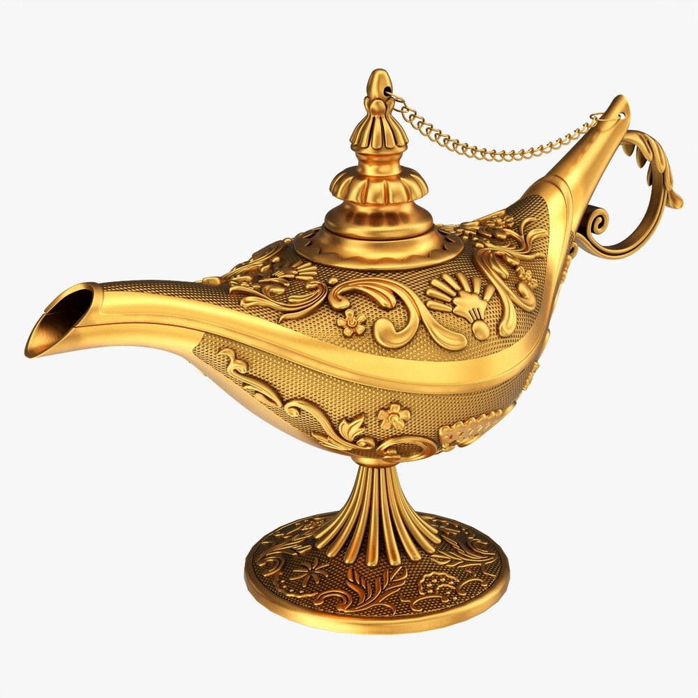 Aladdin Magic Lamp Decorated Gold 3D模型
