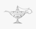 Aladdin Magic Lamp Decorated Silver 3D 모델 