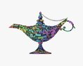 Aladdin Magic Lamp Decorated Silver 3D модель