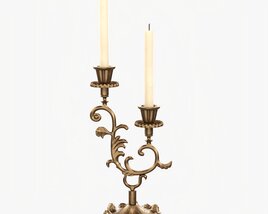 Antique Candlestick With Candles 01 3D model