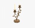 Antique Candlestick With Candles 01 3D模型