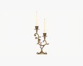 Antique Candlestick With Candles 01 3D模型