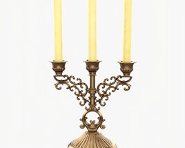 Antique Candlestick With Candles 02 3D model