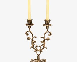 Antique Candlestick With Candles 03 3D-Modell