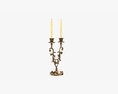 Antique Candlestick With Candles 03 3D 모델 