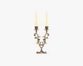 Antique Candlestick With Candles 03 3D 모델 