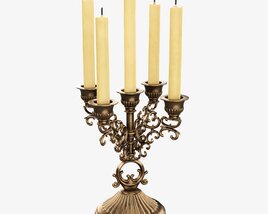 Antique Candlestick With Candles 04 3D model