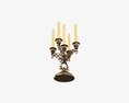 Antique Candlestick With Candles 04 Modello 3D