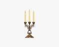 Antique Candlestick With Candles 04 3D模型