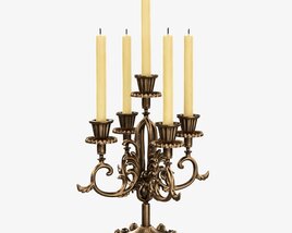 Antique Candlestick With Candles 05 Modelo 3D