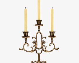 Antique Candlestick With Candles 06 3D model