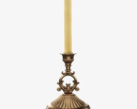 Antique Candlestick With Candles 07 Modello 3D