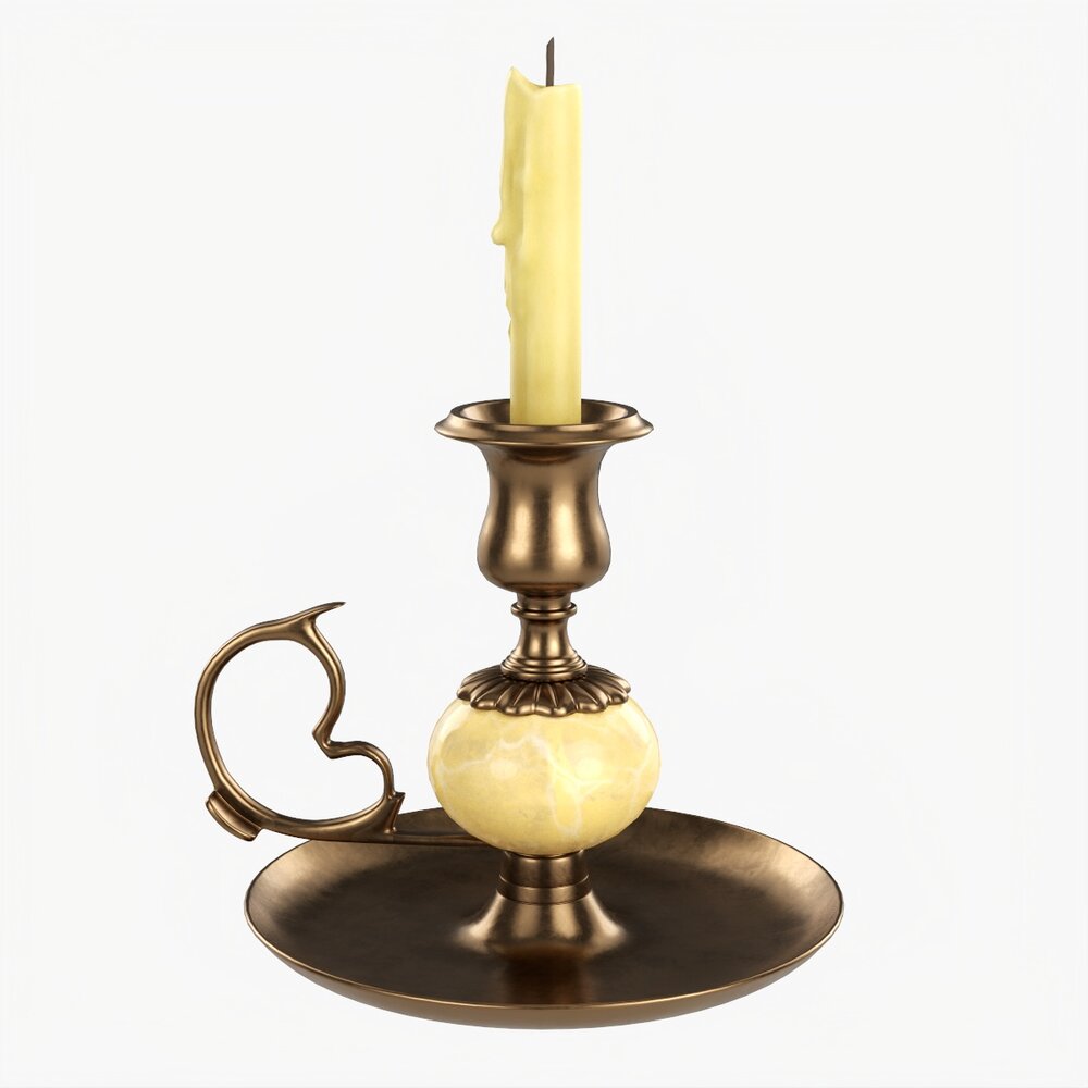 Antique Candlestick With Handle 3D model