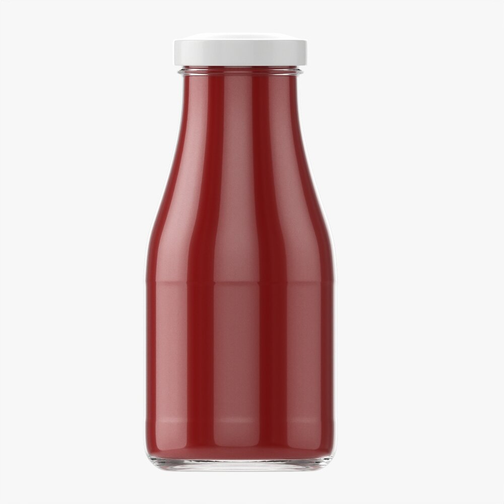 Barbecue Sauce In Glass Bottle 01 3D 모델 