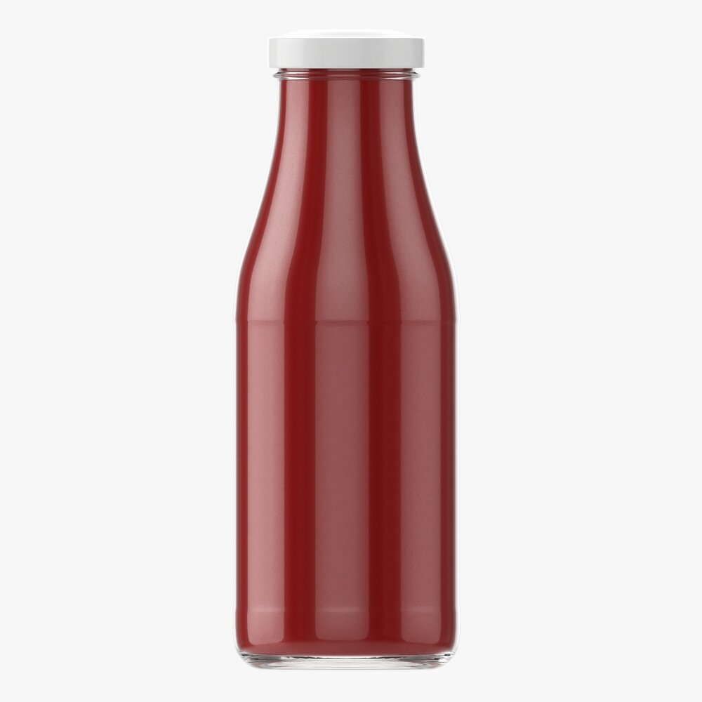 Barbecue Sauce In Glass Bottle 02 3D 모델 