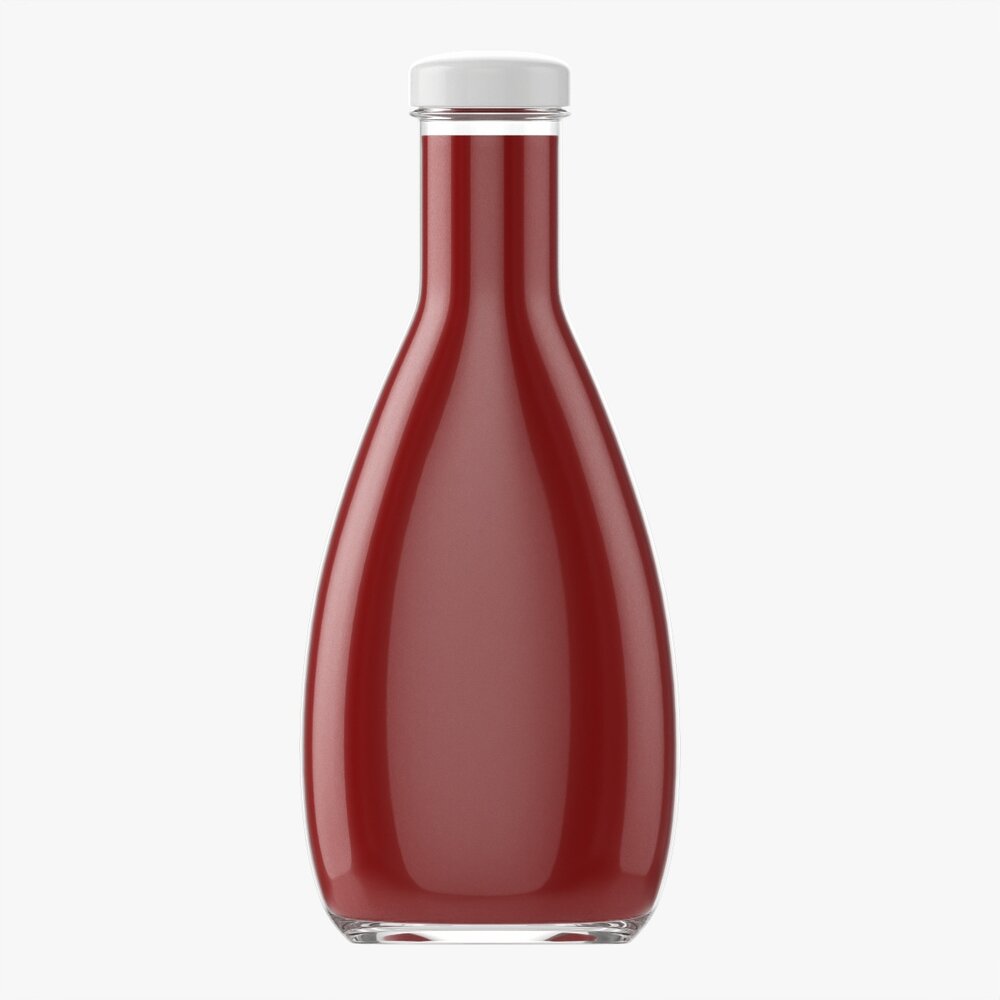 Barbecue Sauce In Glass Bottle 03 3D 모델 