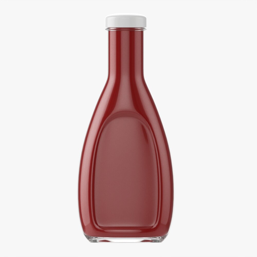 Barbecue Sauce In Glass Bottle 04 3D-Modell