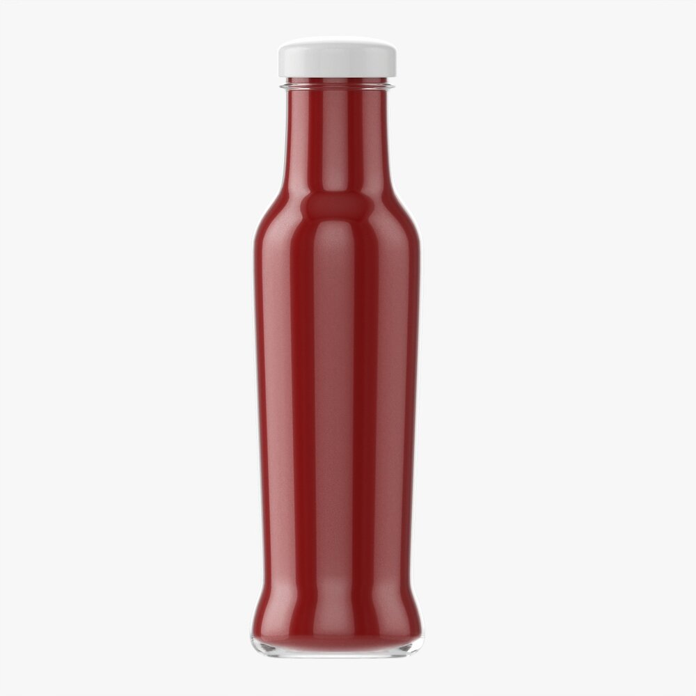 Barbecue Sauce In Glass Bottle 05 3d model