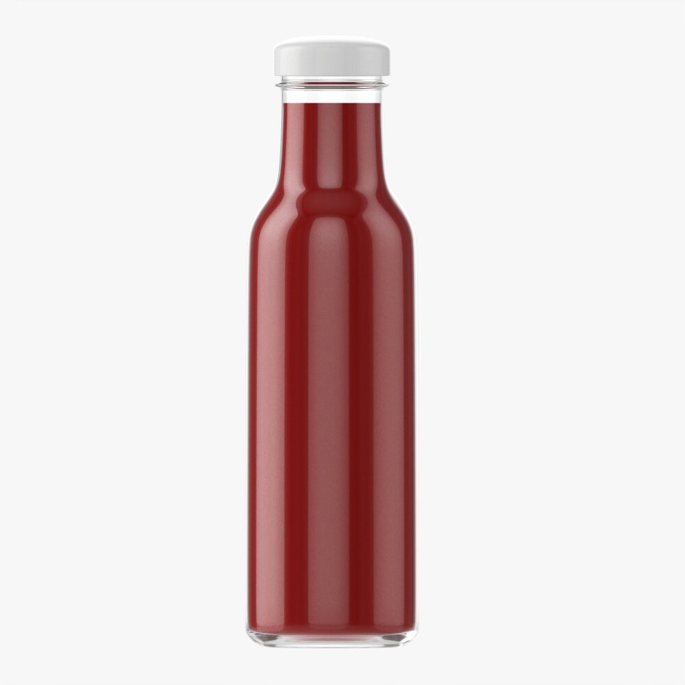 Barbecue Sauce In Glass Bottle 06 3Dモデル